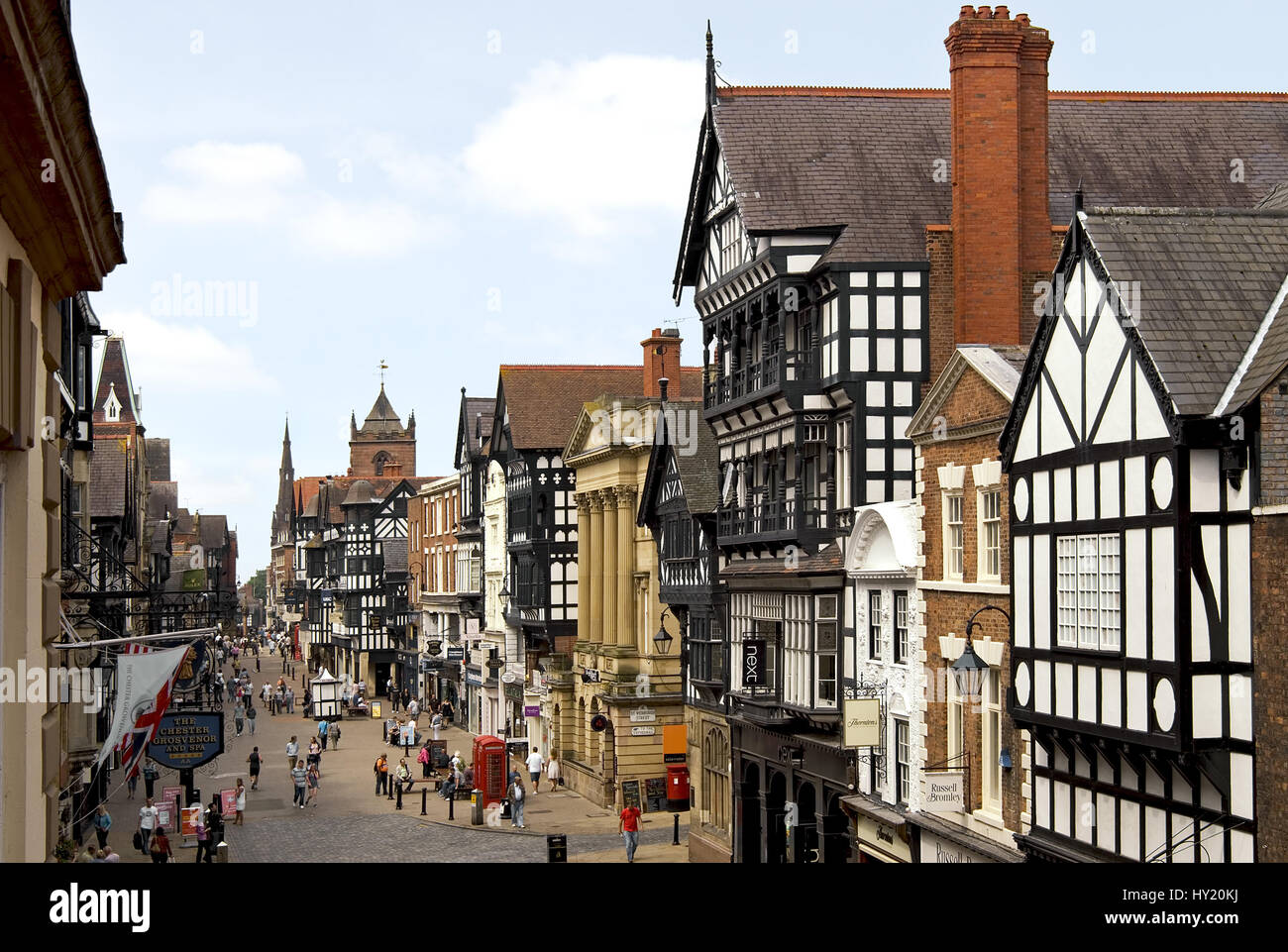 The historical town centre of Chester, Cheshire, North West England.   Die historische Innenstadt von Chester. Stock Photo