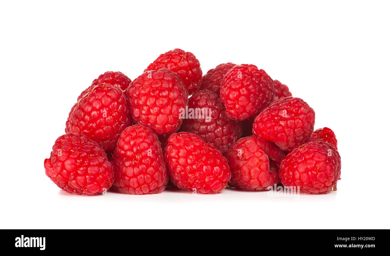 Close up photo of raspberries fruit isolated on white background Stock ...