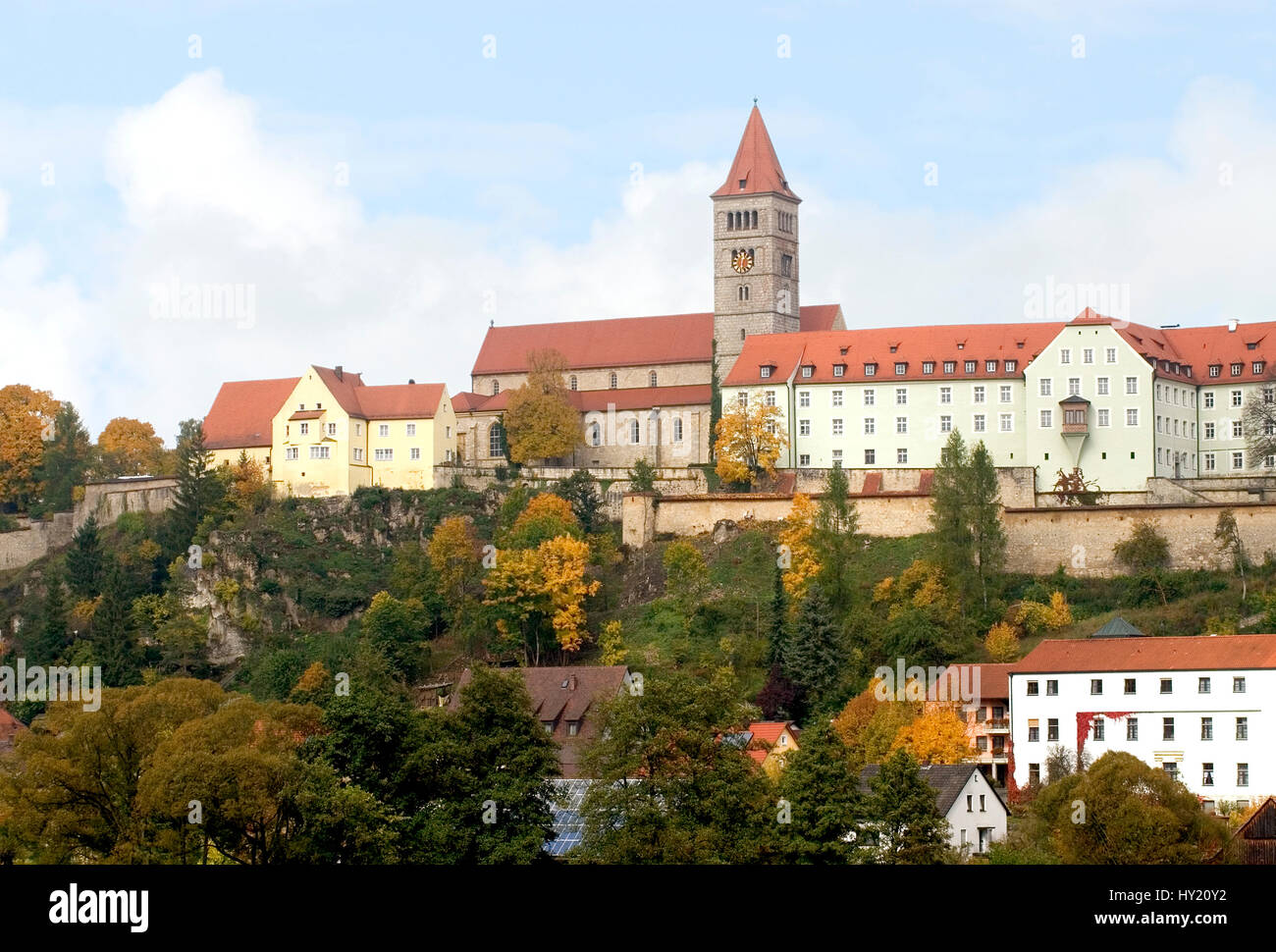 Image of the Castle Monastery in Kastl in the German state of Bavaria.  Blick auf das Klosterschloss Kastl in Bayern, Deutschland. Stock Photo