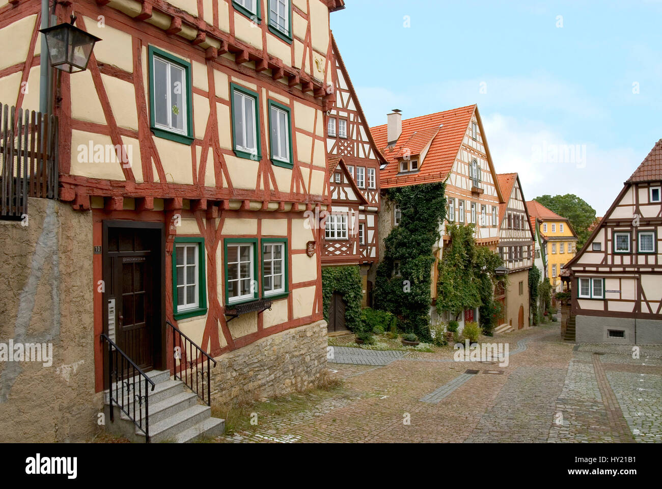 Timber Frame Houses in  the medieval Town of Bad Wimpfen in Baden Wuertemberg, Southern Germany.  FachwerkhÃ¤user in der Altstadt von Bad Wimpfen, ein Stock Photo