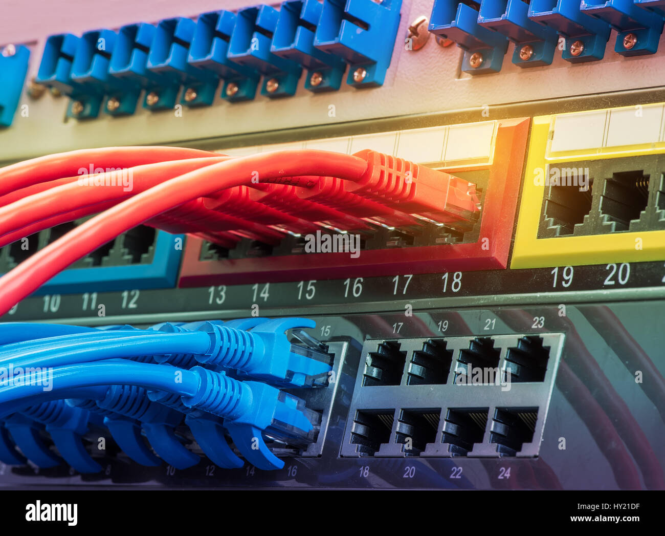 network cables connected in network switches Stock Photo Alamy