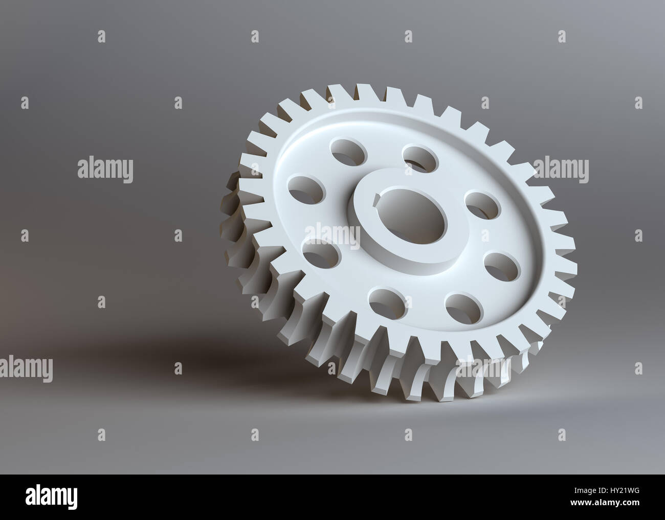 White Gear Blue Rounded Square White gear on grey studio background Stock Photo - Alamy