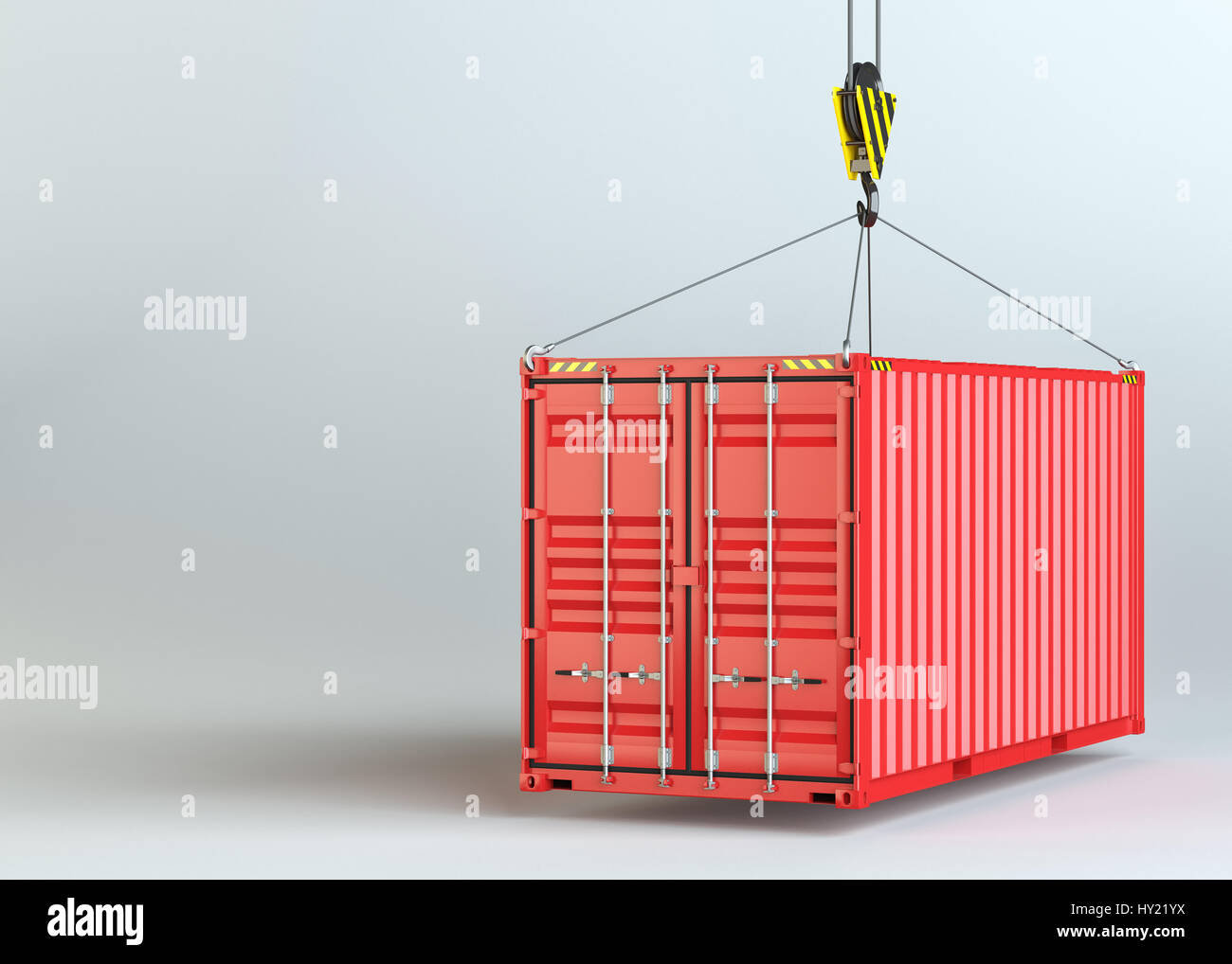 Crane hook and red cargo container Stock Photo - Alamy