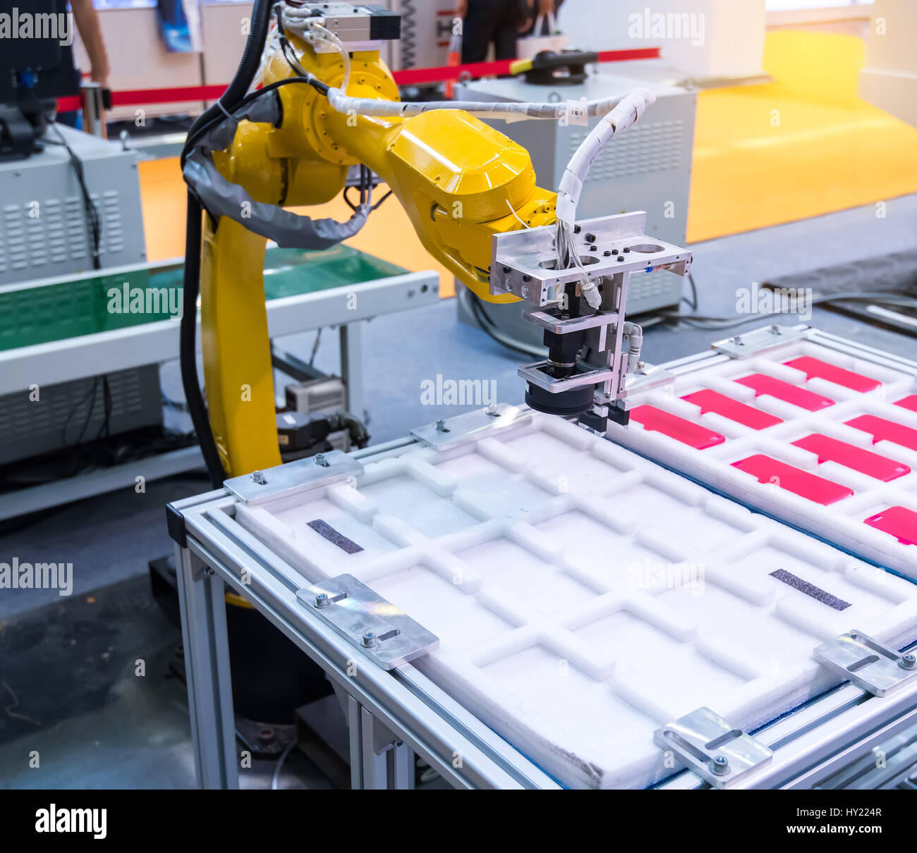 Robotic arm at production line in factory Stock Photo - Alamy