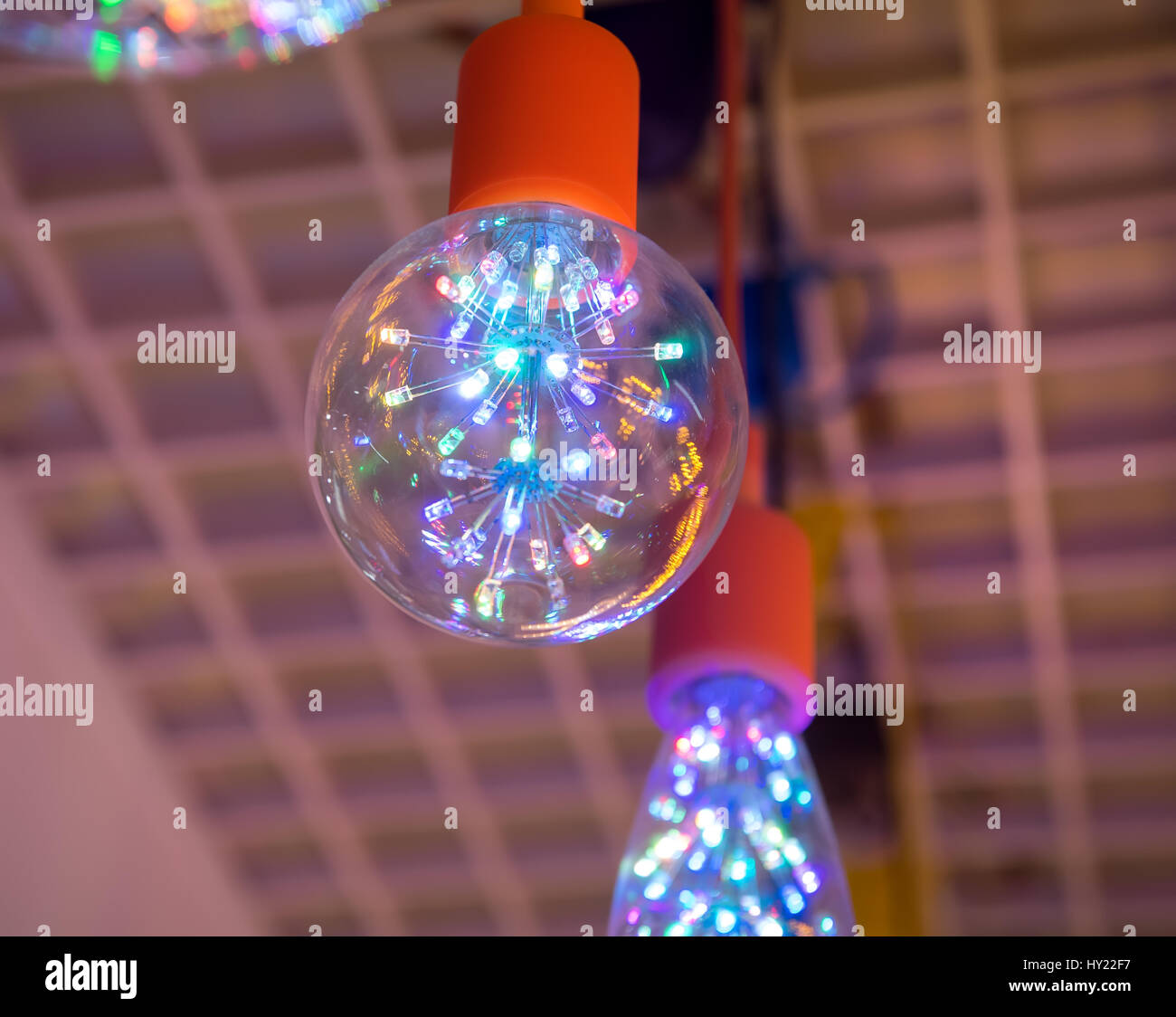 Decorative Edison Style Diode Light Bulb Hang From Ceiling Stock