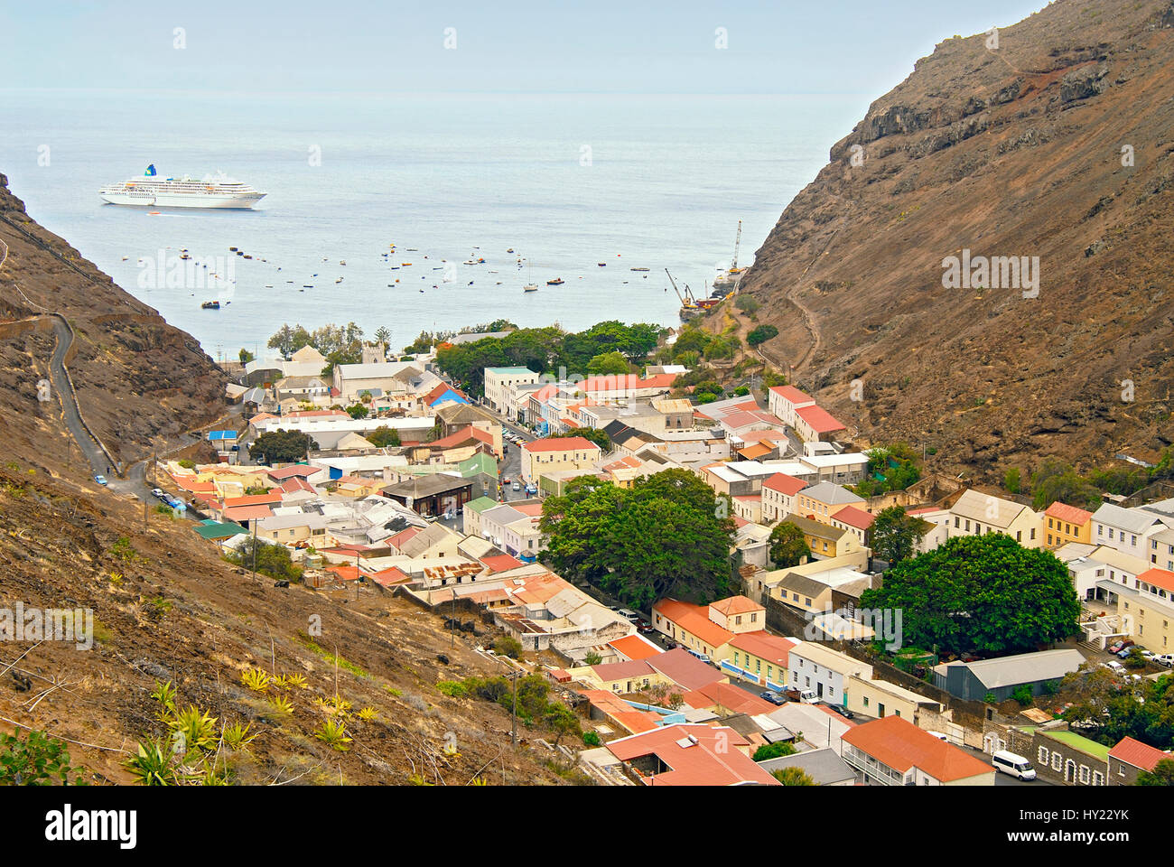 Image of Jamestown the capital St.Helena Island at the African Westcoast. Stock Photo