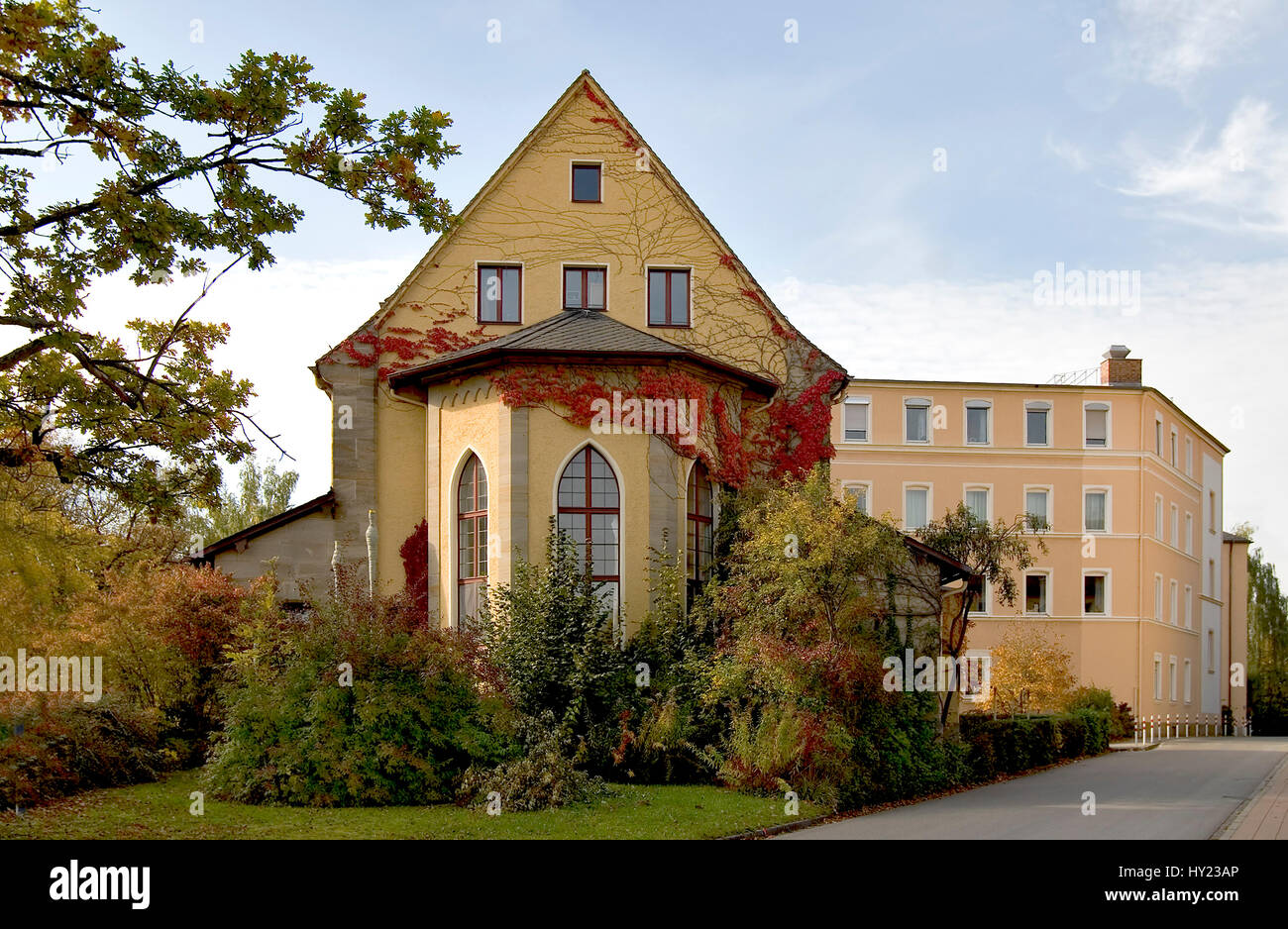 Image of the Monastery and Mission Neuendettelsau  in the at the German State of Bavaria.   GebÃ¤ude und Kirche in der Diakonie und Mission Neuendette Stock Photo