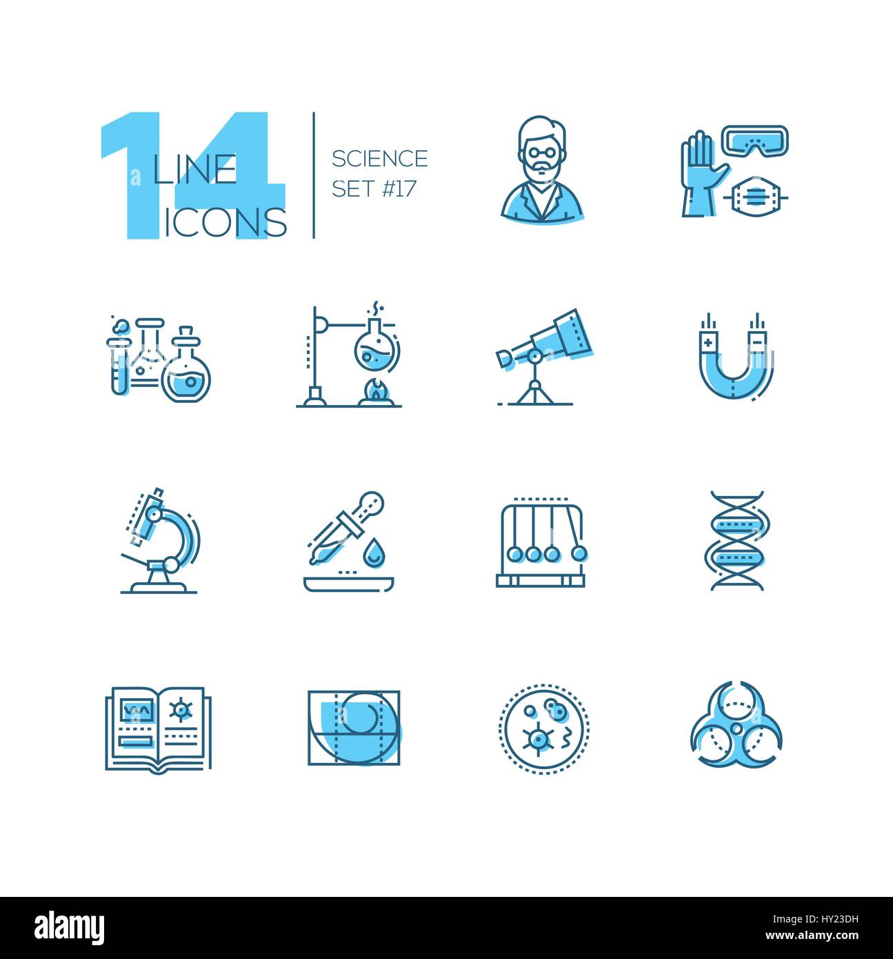 Science - coloured modern single line icons set Stock Vector Image ...