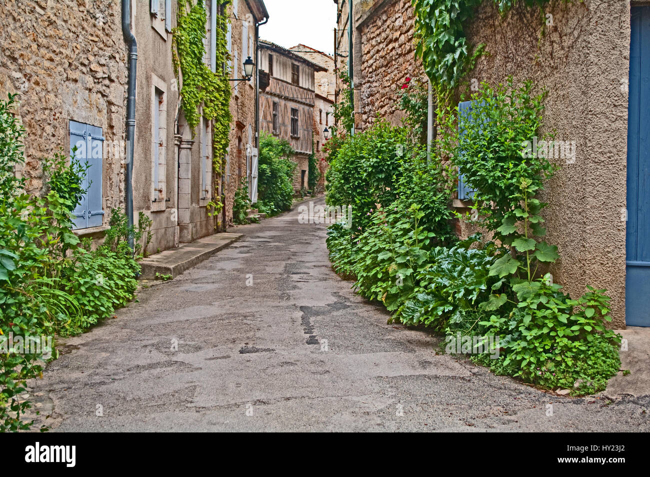 Bruniquel Street, Pyrenees, SW France, Europe, Stock Photo