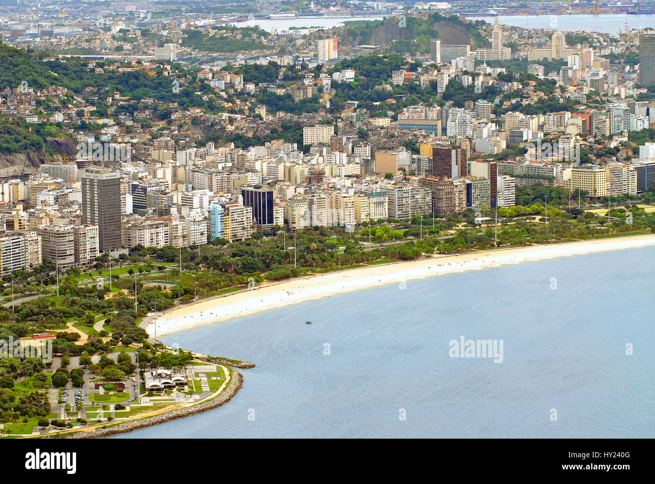 Image of the Beach of Gloria and the Parque do Flamengo in Rio de Janeiro, Brazil. Stock Photo