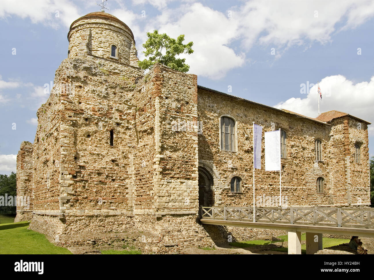 Colchester Castle in Colchester; Essex is an example of a largely complete Norman castle. The castle has had various uses since it ceased to be a Roya Stock Photo