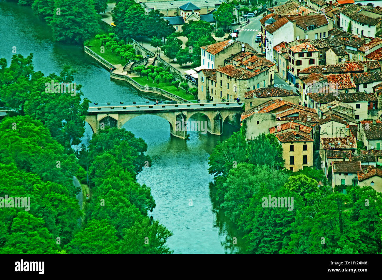 St Antonin Noble Val, Building from hill side, France, Europe Stock
