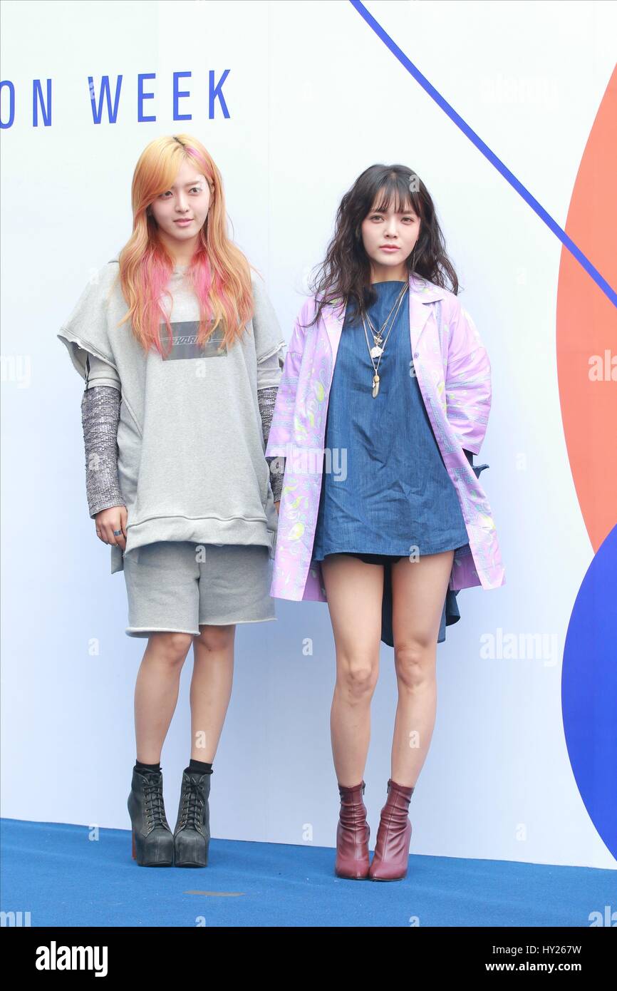 seoul korea 30th mar 2017 aoa ji min and chan mi attend 2017 fw aoa style