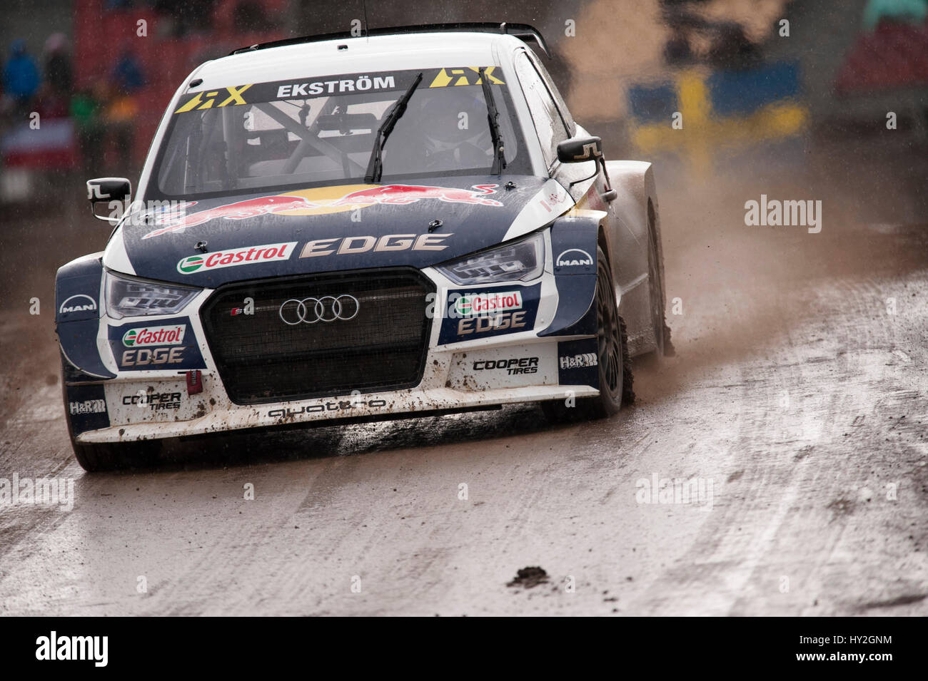 Barcelona, Spain. 1 April, 2017. The Audi S1 car driven by Mattias Ekström, in action during the Round 1 - Rallycross of Barcelona at the Circuit of Catalunya. Credit: Pablo Guillen/Alamy Live News Stock Photo