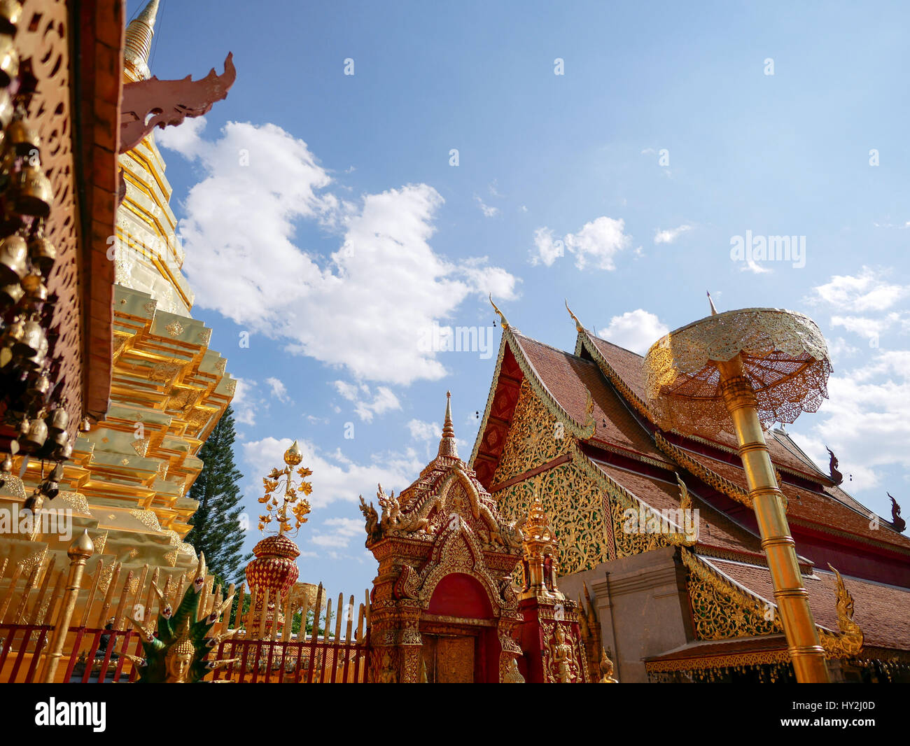 Wat Phra That Doi Kham (Temple of the Golden Mountain) in Chiang Mai, Thailand Stock Photo
