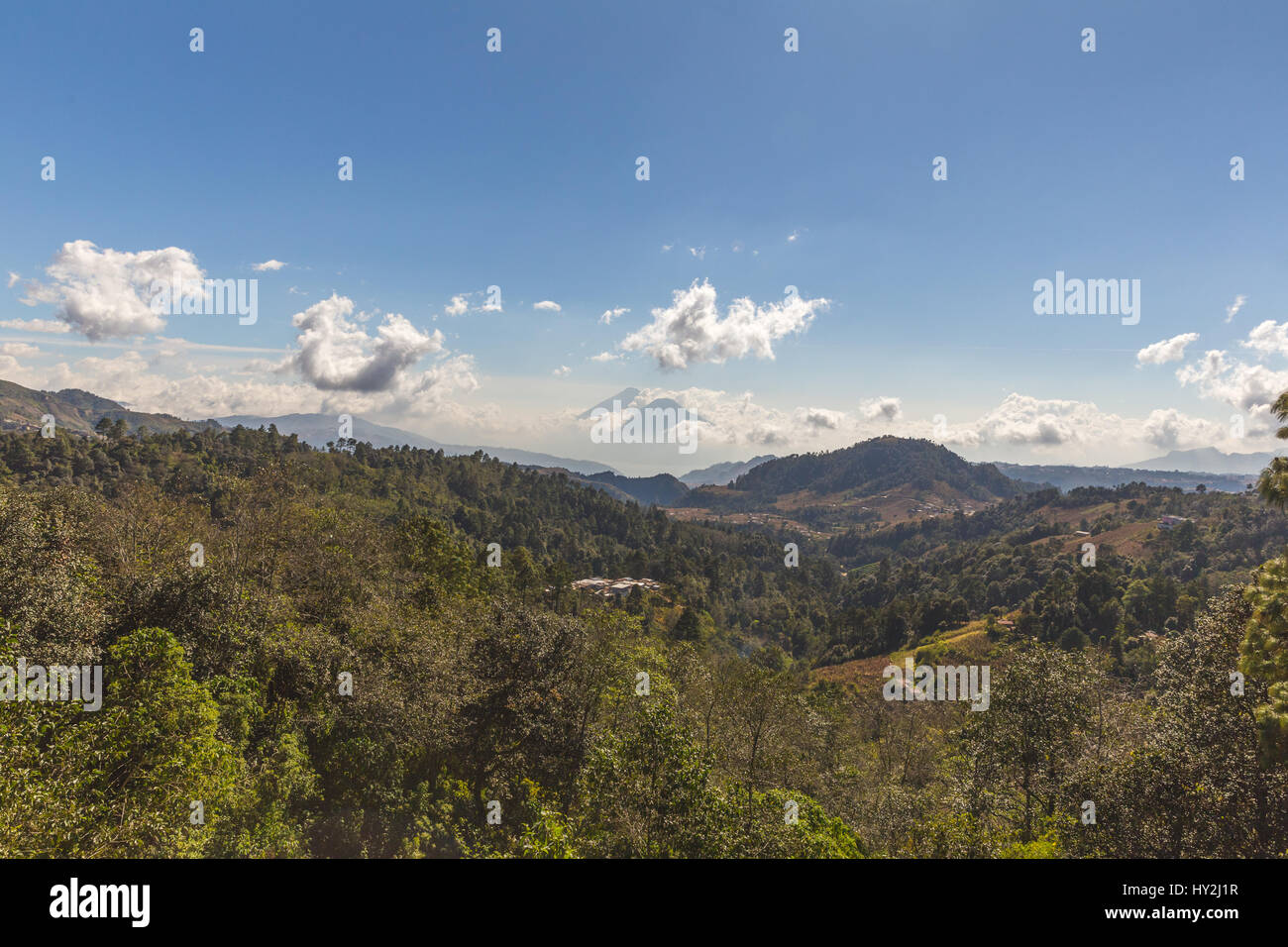 Guatemala's twin volcanoes, Fuego (left) and Acatenango (right ...