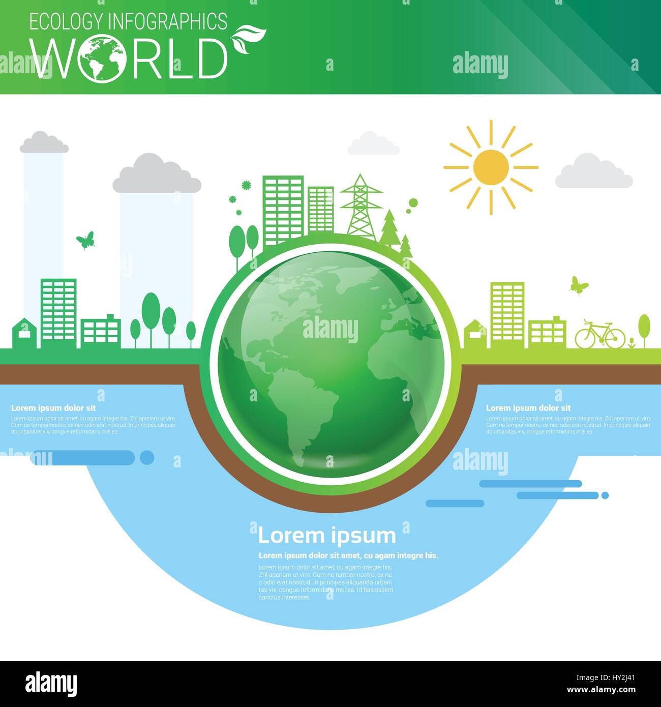 World Environmental Protection Green Energy Ecology Infographics Banner ...