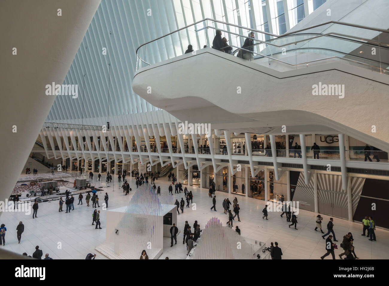 New York, NY - Oculus transportation Hub at the World Trade Center, completed in 2016, serves 250,000 Port Authority Trans-Hudson (PATH) daily commuters and millions of annual visitors from around the world. ©Stacy Walsh Rosenstock Stock Photo