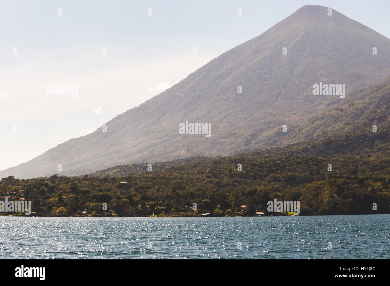 Scenic view at the beautiful Lake Atitlan in Guatemala, Central America. Stock Photo