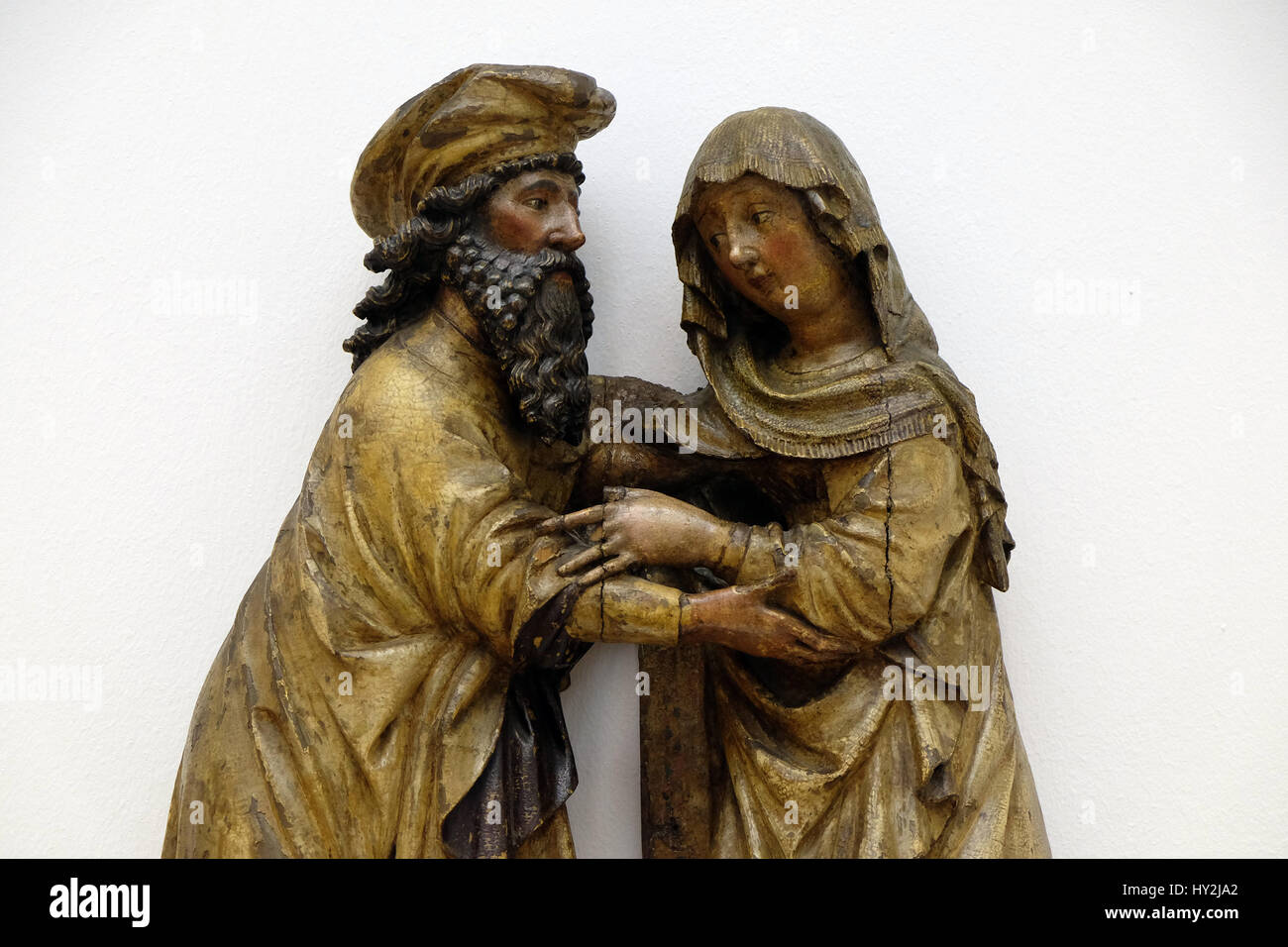 Meeting of Joachim and Ann, years 1433-23, from the Church of St. Vitus in Vrbovec, exhibited in the Museum of Arts and Crafts in Zagreb Stock Photo