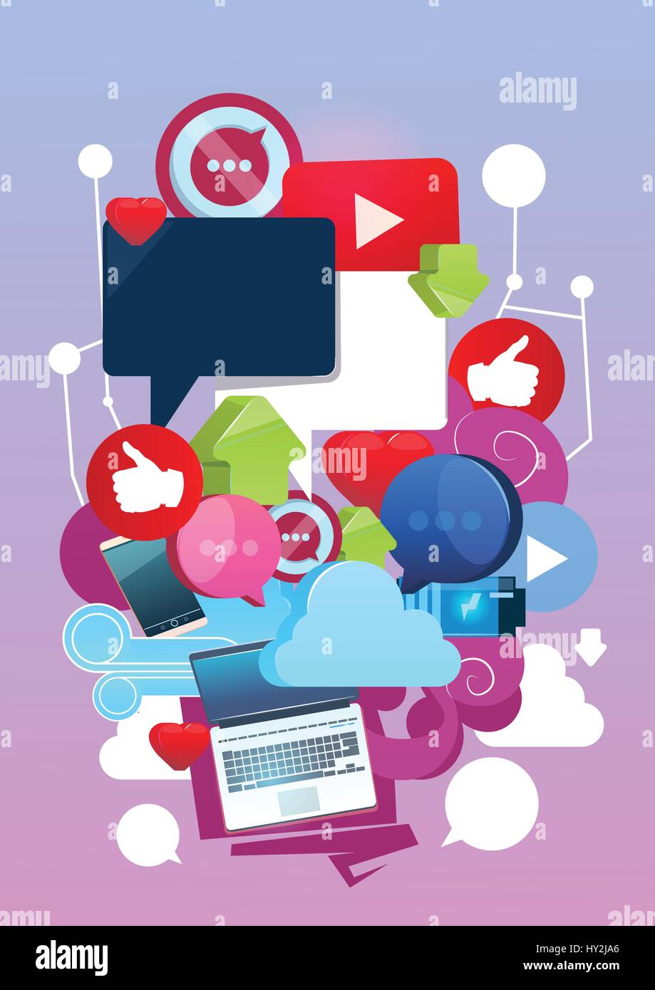 Internet Online Blogging Social Network Communication Concept Stock Vector