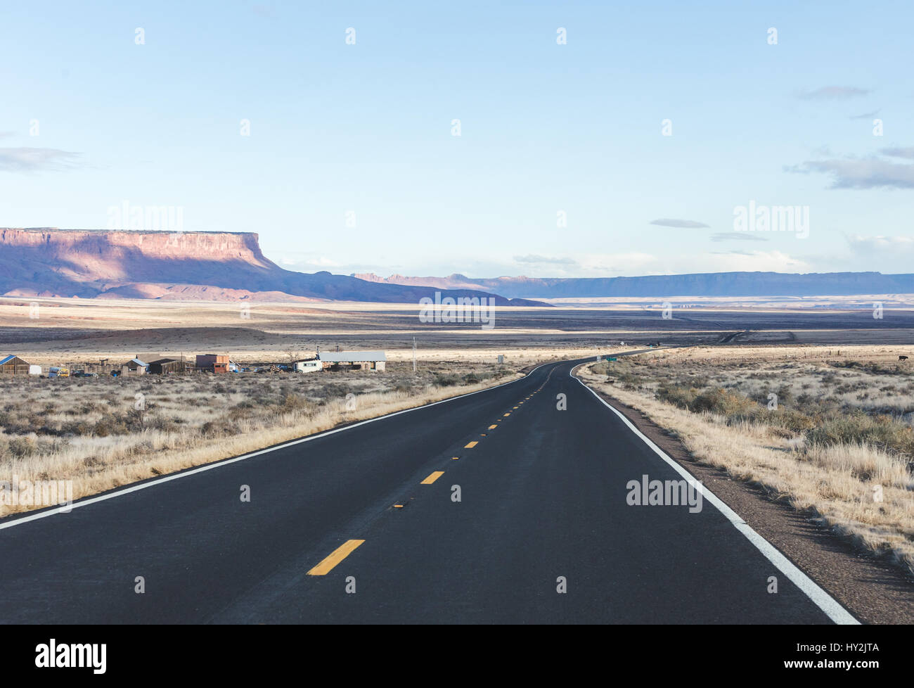 Remote desert highway landscape in northern Arizona, USA. Stock Photo