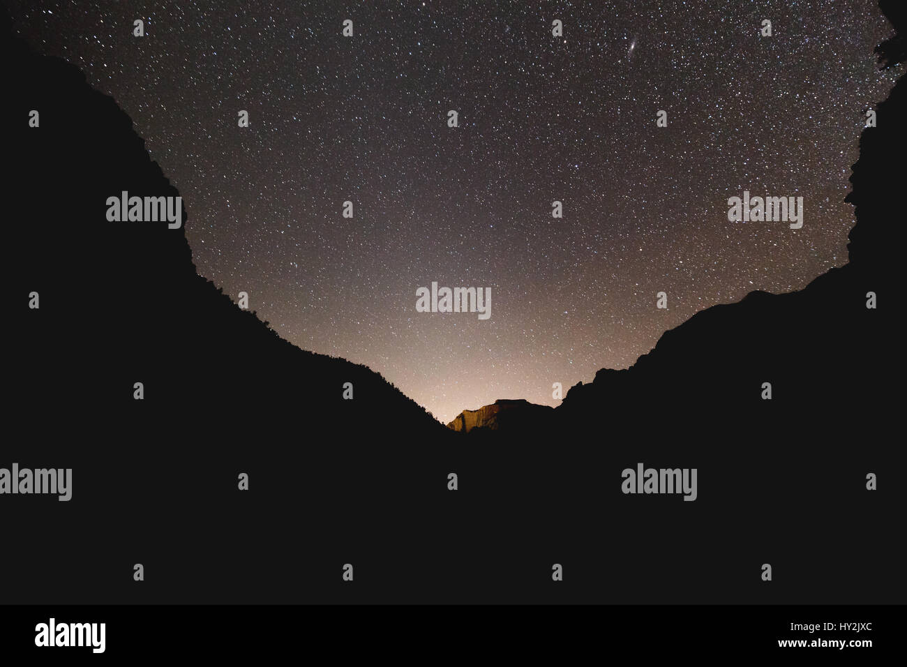Stars and silhouettes in Zion National Park, Utah, USA. Stock Photo