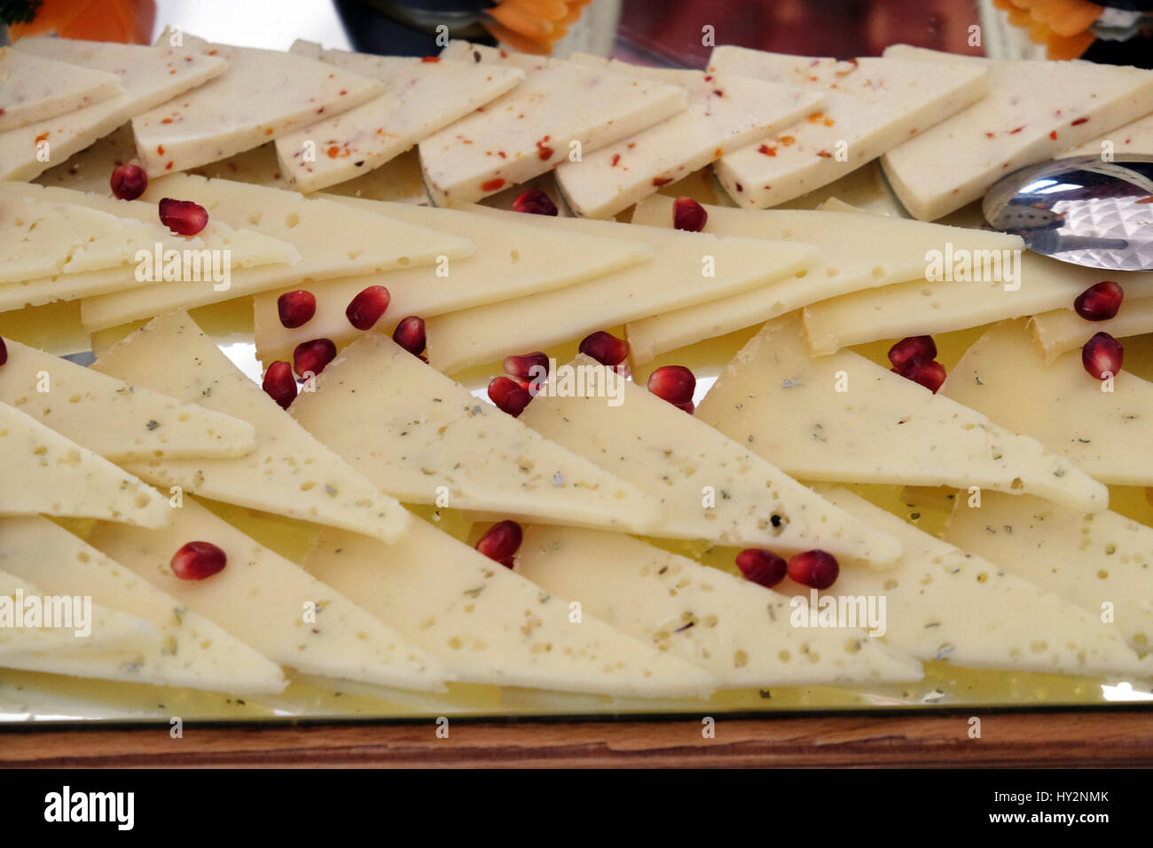 Classic Croatian starter plate with fine Croatian cheese Stock Photo