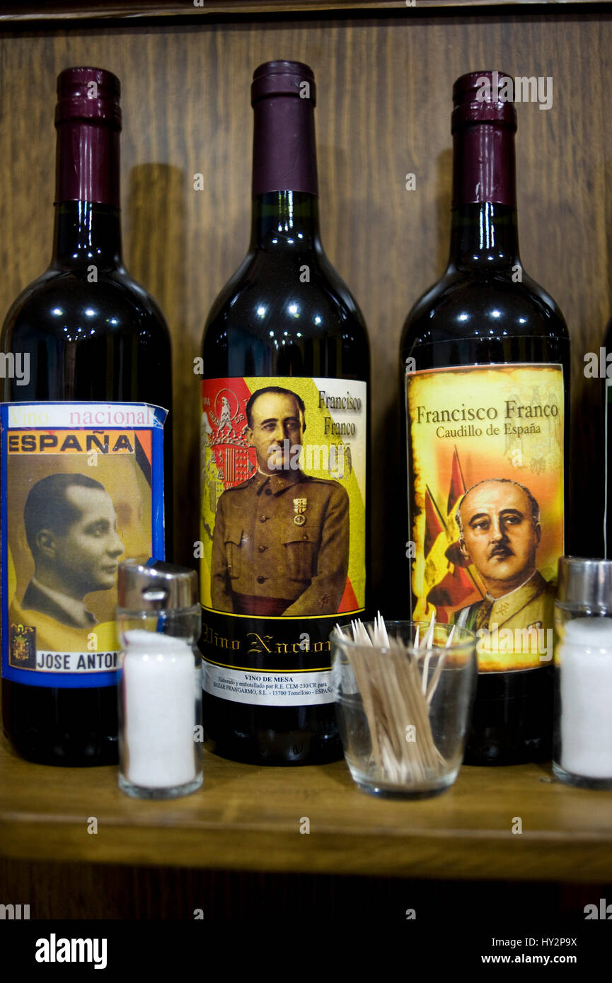 El Cangrejo bar restaurant in La Solana, Ciudad Real, Spain, pays homage to Spanish dictator Francisco Franco. Stock Photo