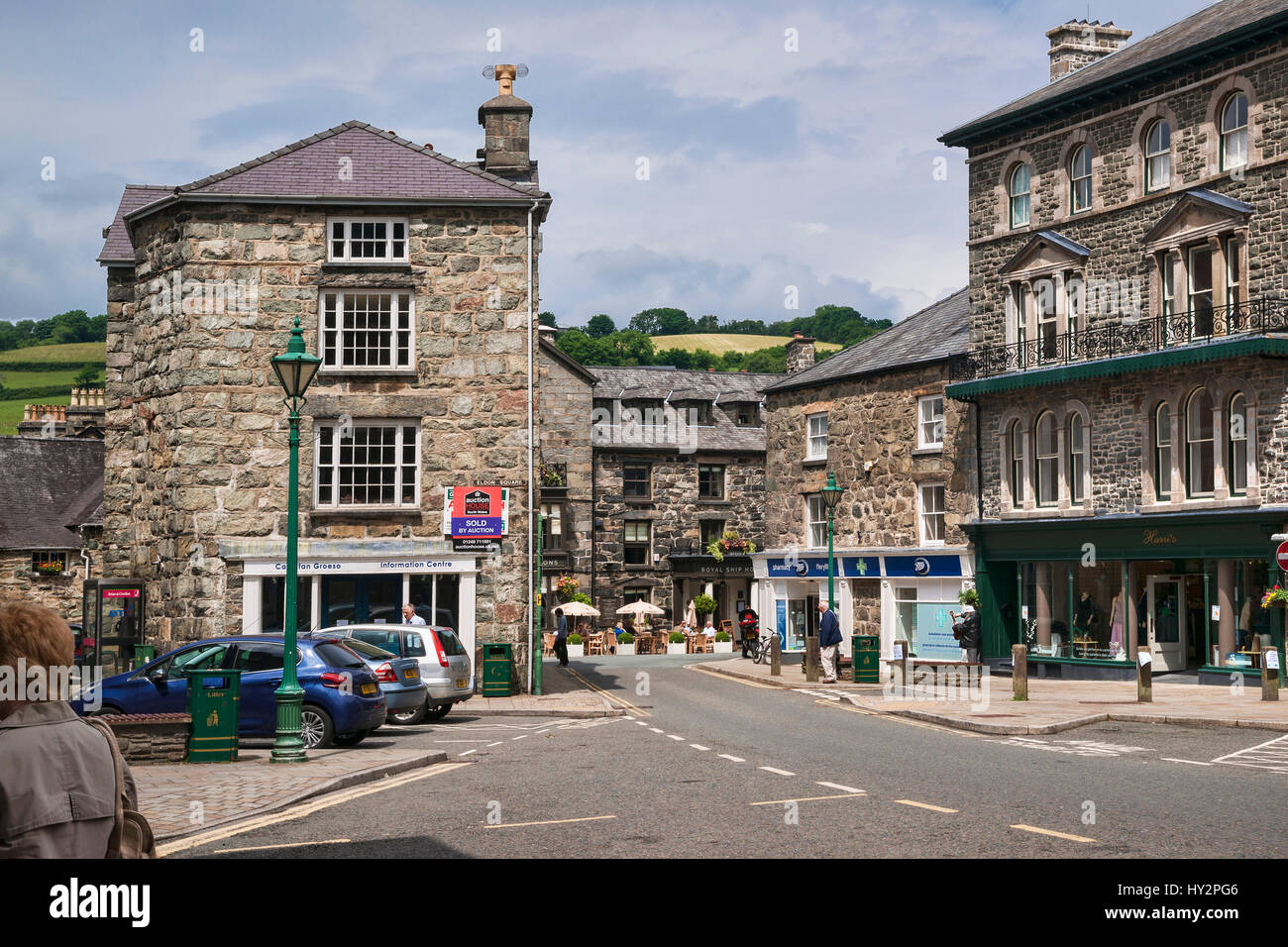 Dolgellau village centre, Gwynedd, Wales, UK Stock Photo