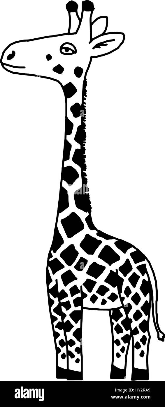 Black And White Giraffe Cartoon