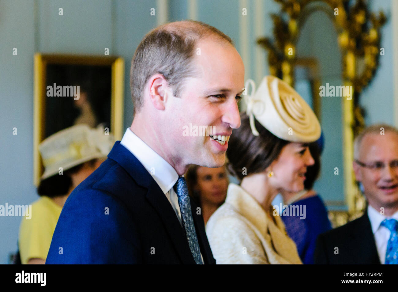 HILLSBOROUGH, NORTHERN IRELAND. 14 JUN 2016: Prince William, The Duke of Cambridge meets guests ahead of the the Secretary of State's annual garden party. Stock Photo