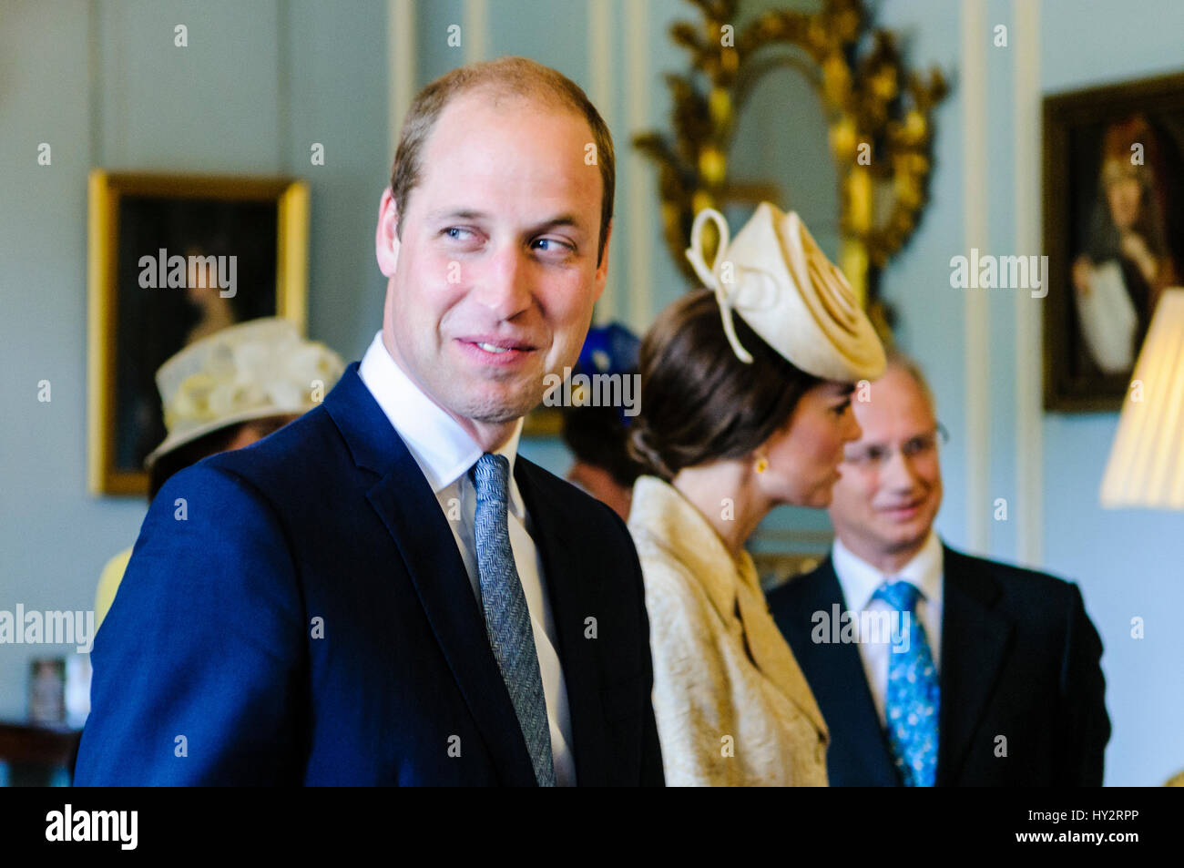 HILLSBOROUGH, NORTHERN IRELAND. 14 JUN 2016: Prince William, The Duke of Cambridge meets guests ahead of the the Secretary of State's annual garden party. Stock Photo