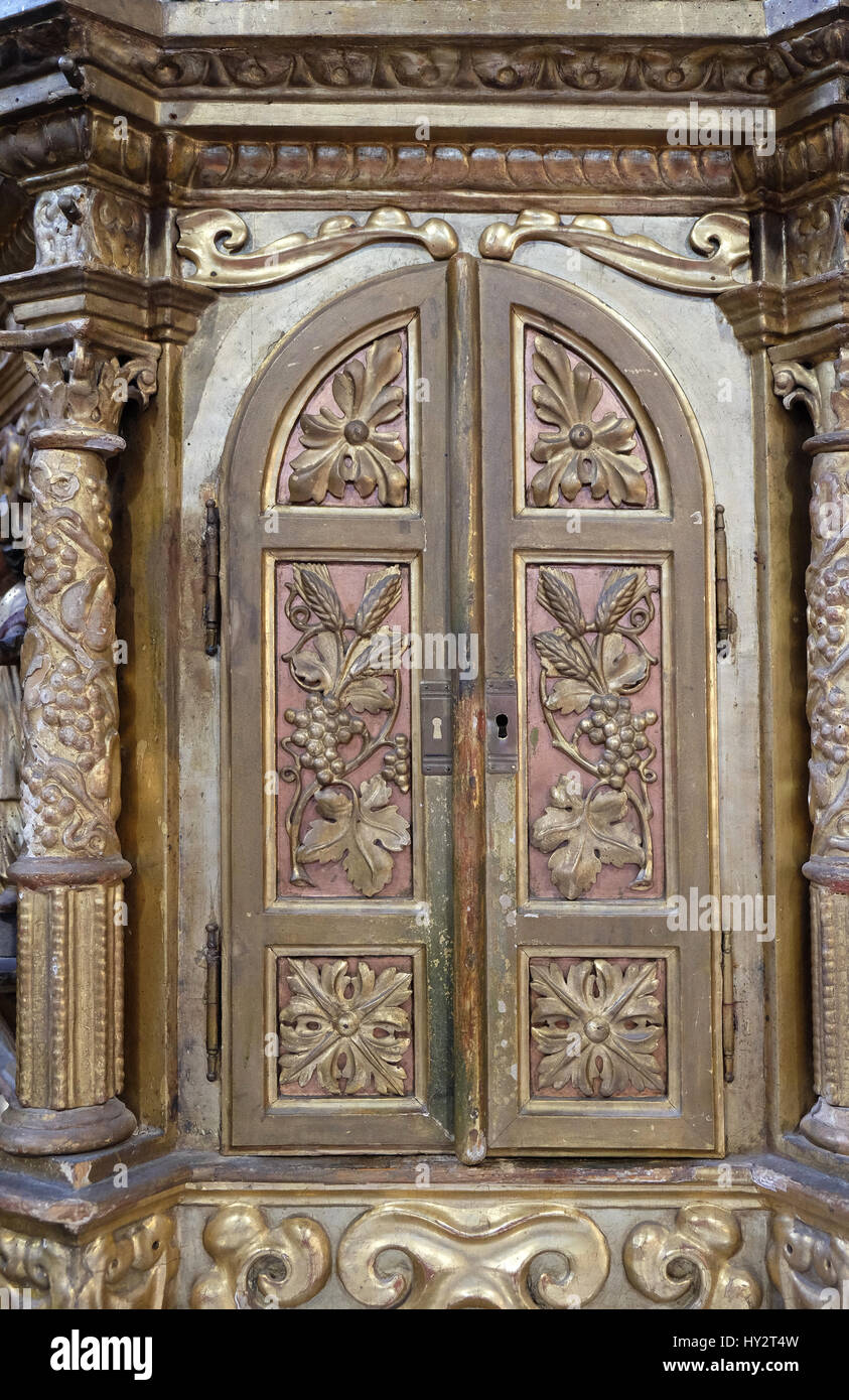 Tabernacle, altar in the church of Saint Catherine of Alexandria in Krapina, Croatia Stock Photo