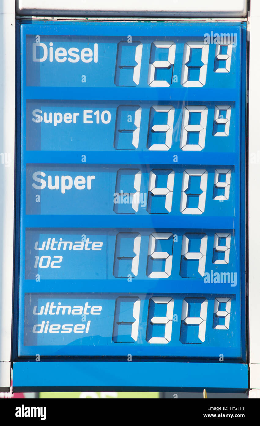 Electronic price display at a petrol station, Bremen, Germany, europe Stock Photo Alamy
