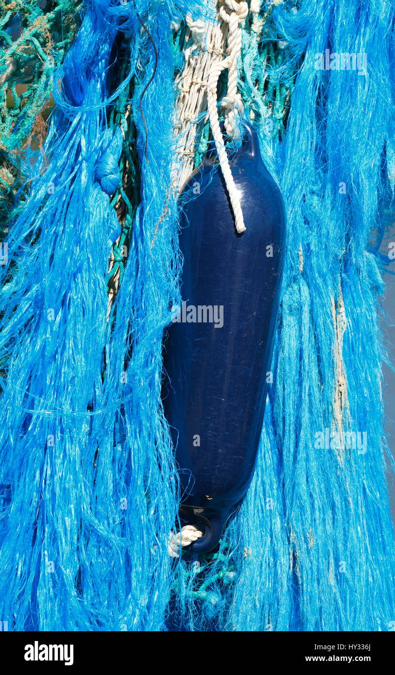 Blue Fishing net Stock Photo