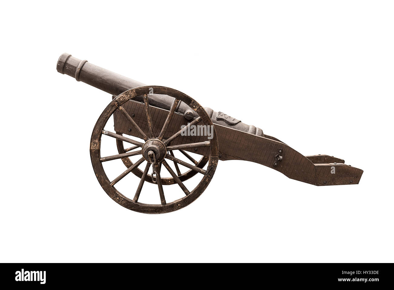 Antique cannon isolated on a white background. Stock Photo