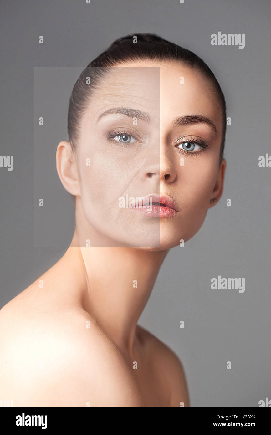 Beautiful woman changing skin beauty concept Stock Photo