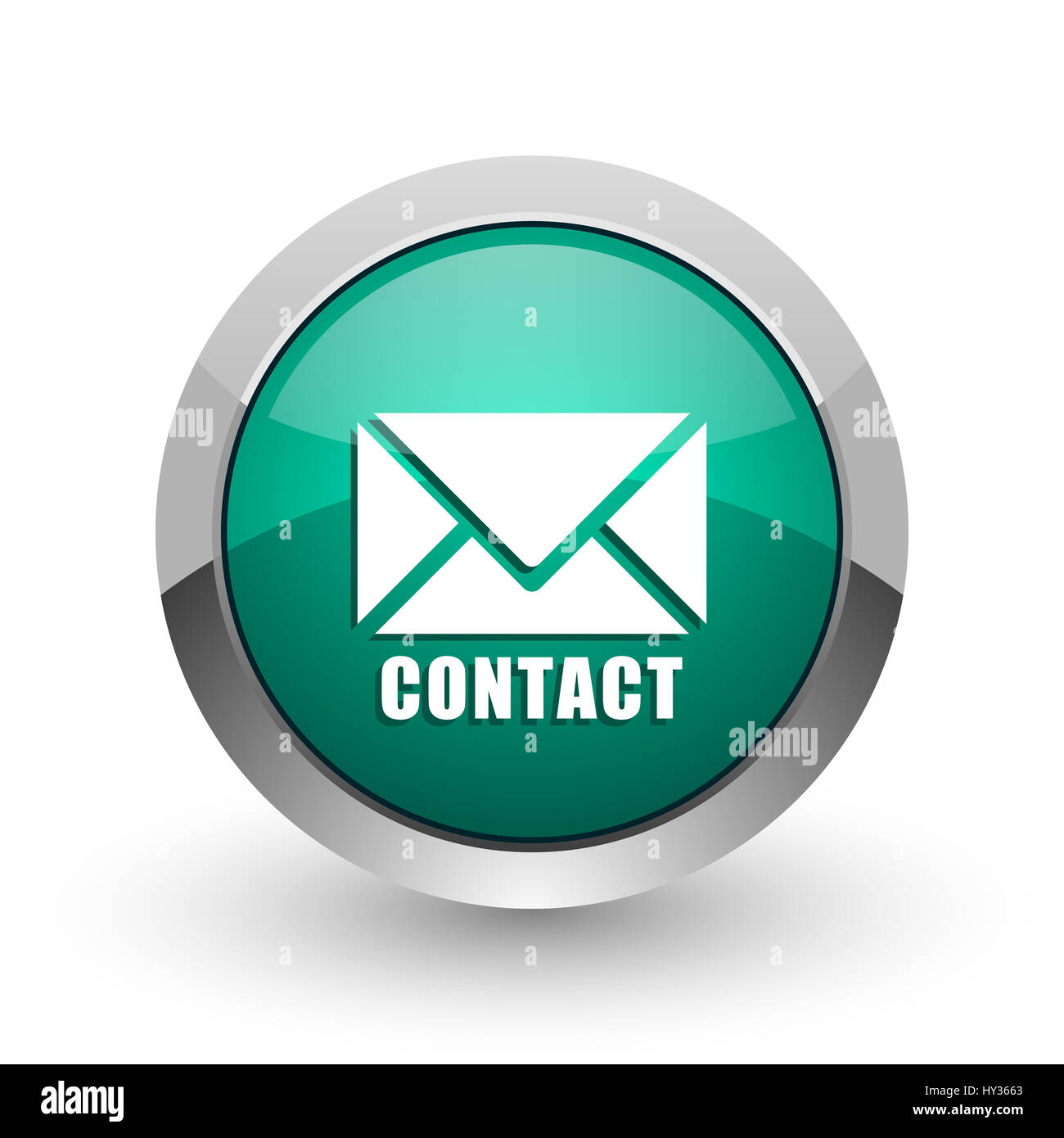 Email silver metallic chrome web design green round internet icon with ...