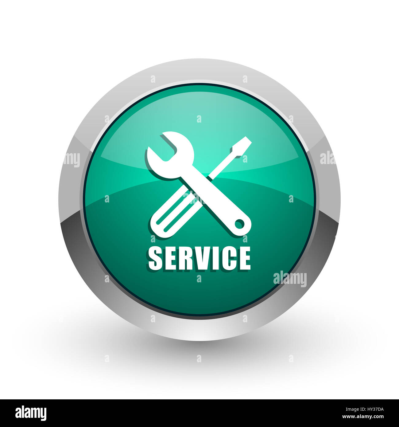 Service silver metallic chrome web design green round internet icon ...