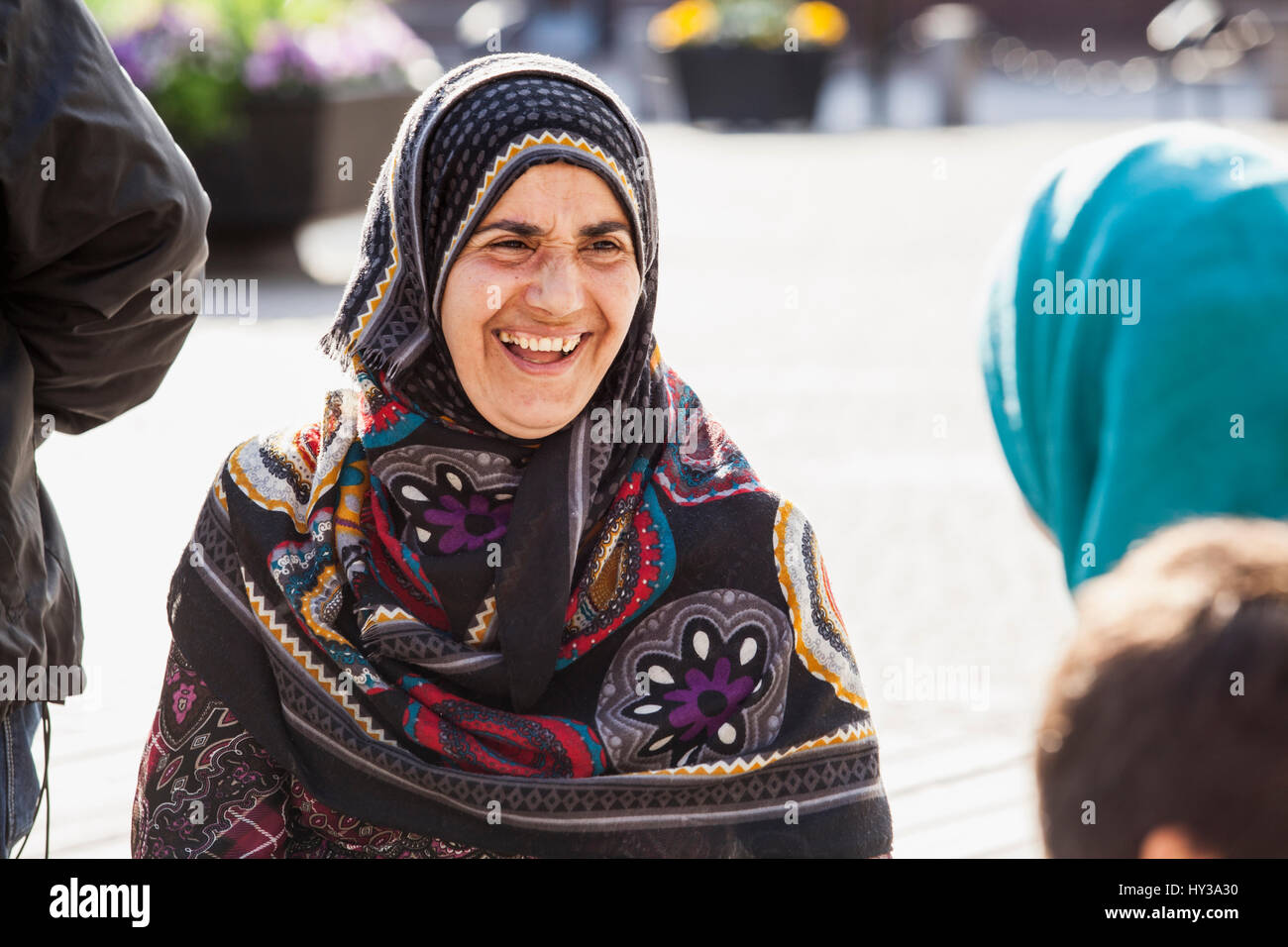Sweden, Bleking, Solvesborg Portrait of woman wearing headscarf Stock Photo
