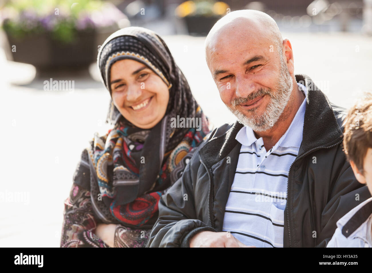 Sweden, Bleking, Solvesborg, Portrait of woman and man smiling Stock Photo