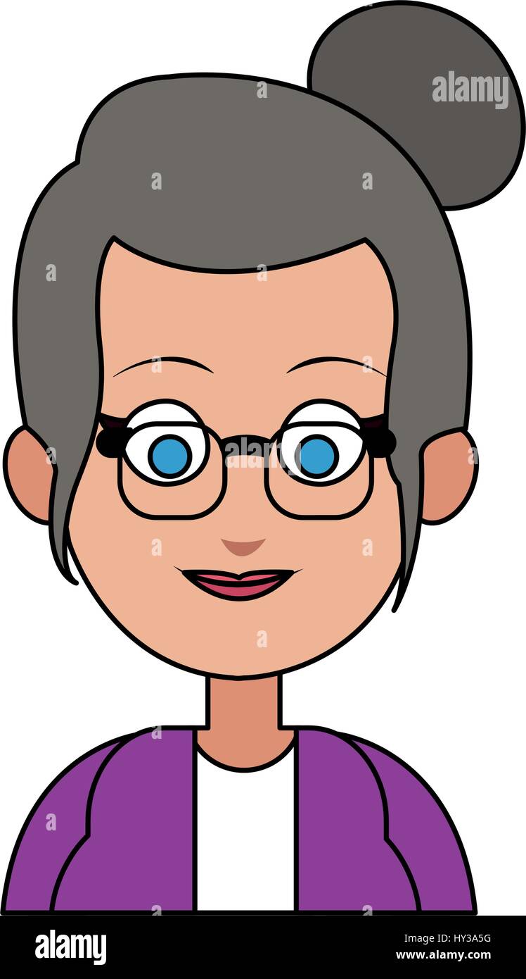 Happy elderly woman cartoon icon hi-res stock photography and images ...