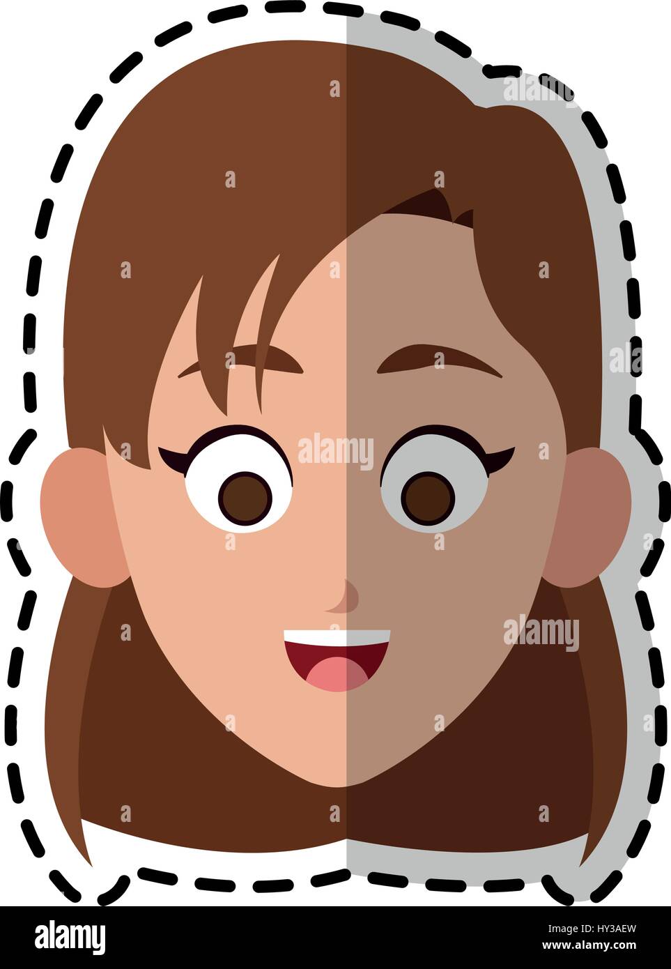 Happy Girl Kid Or Child With Short Brown Hair Icon Image