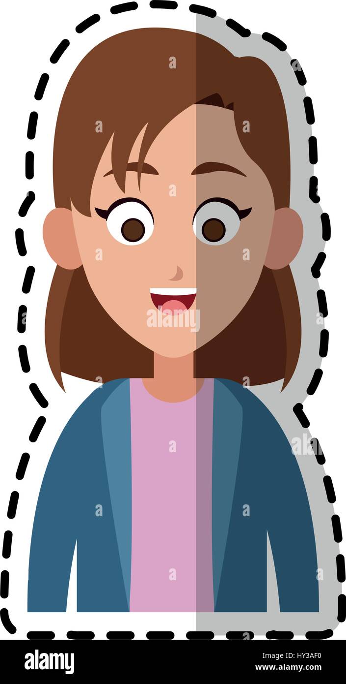 Happy Girl Kid Or Child With Short Brown Hair Icon Image