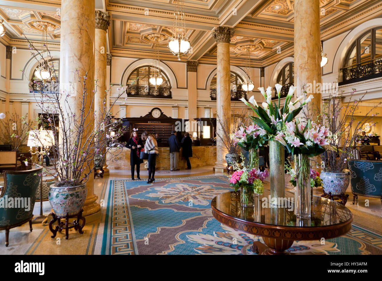 Willard InterContinental Hotel lobby and reception desk - Washington, DC USA Stock Photo