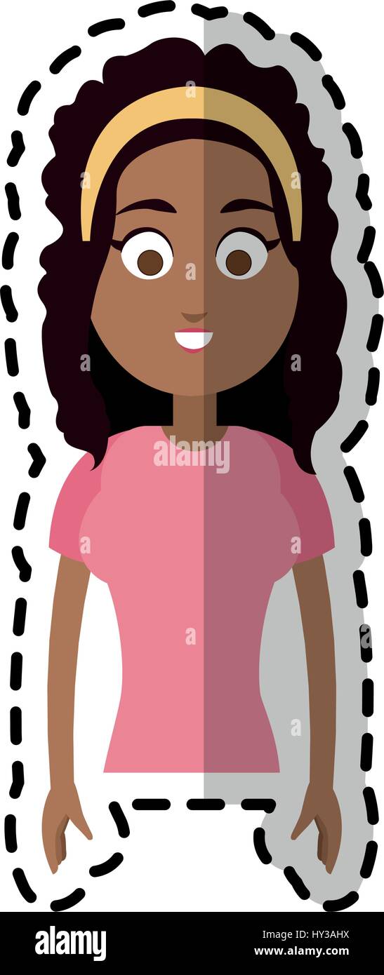 happy dark skin young pretty woman cartoon icon image Stock Vector ...