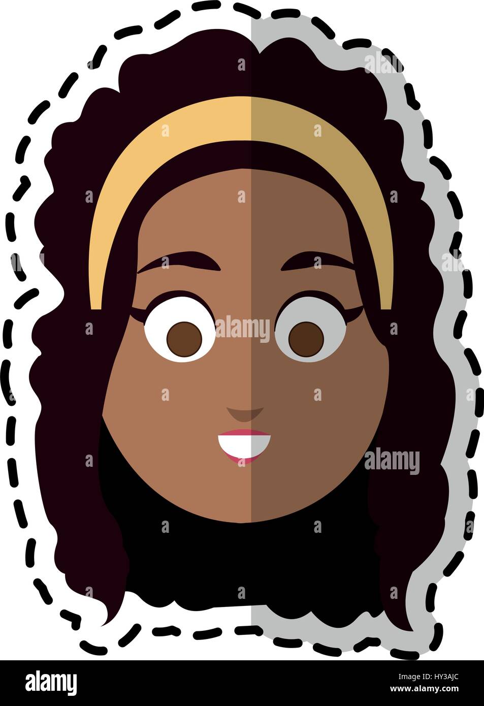 happy dark skin young pretty woman cartoon icon image Stock Vector ...