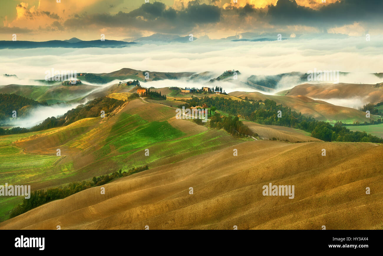 Italy,Tuscany.Province of Siena.Crete Senesi. Fields near Siena Stock Photo