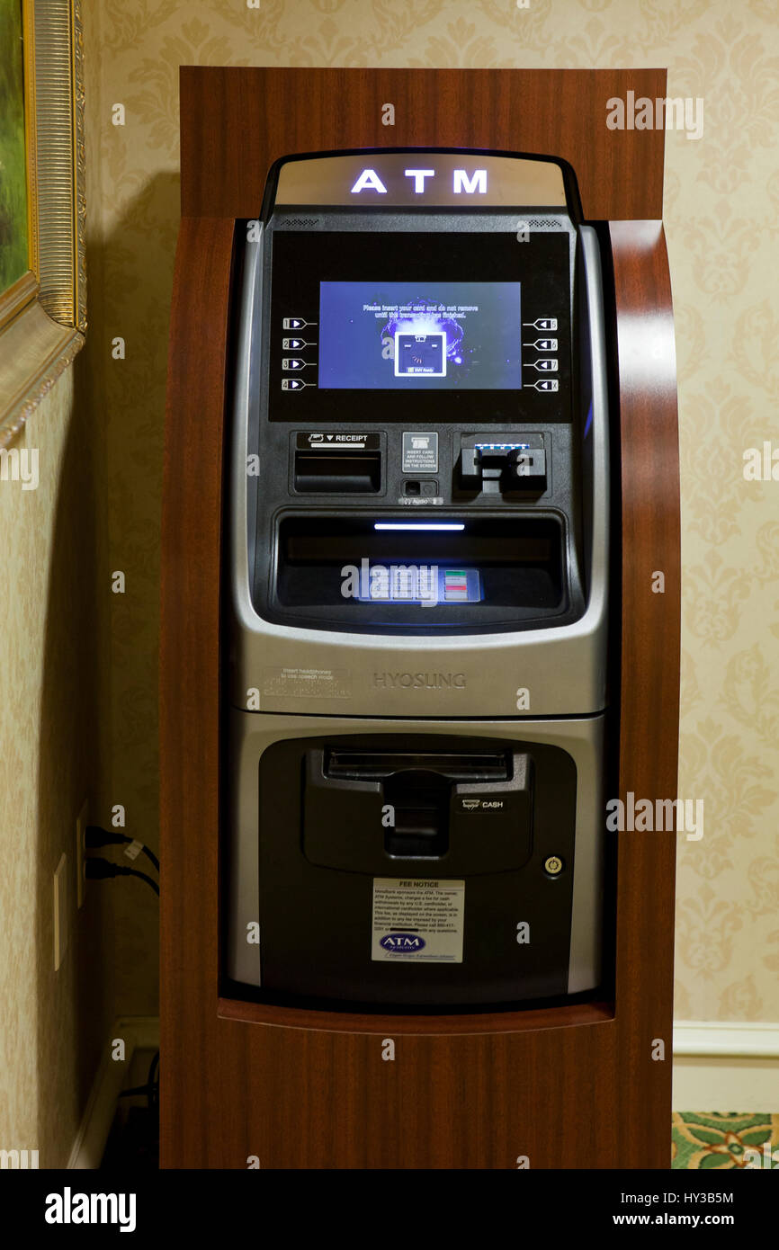 Privately owned ATM machine in hotel - USA Stock Photo